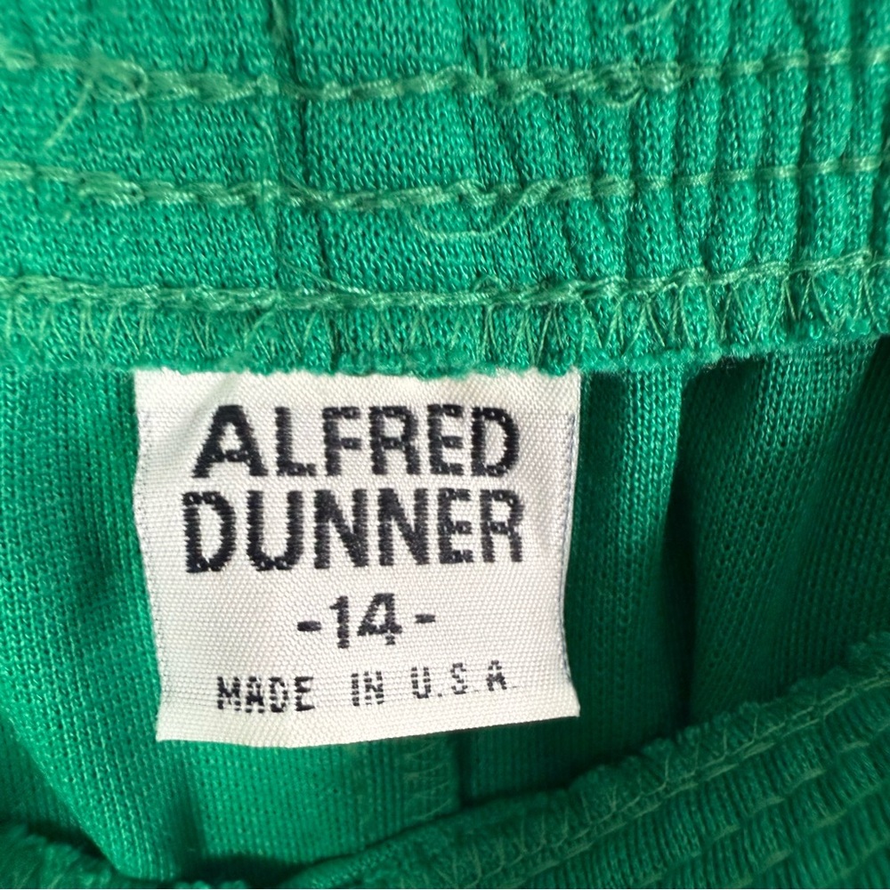 Vintage 70’s Alfred Dunner Green Blue Stripe Button Front Sweater Pant Set Lg - Picture 7 of 8
